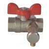 Кран шаровой латунь со спускником Ду 15 Ру40 ВР 1/2" бабочка красная полнопроходной со спускником РОС — 3
