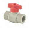 Кран шаровой PP-R серый Дн 25 полупроходной с красной ручкой VALFEX 20255025RГ — 3