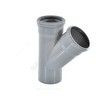 Тройник PP-H серый Дн 40х40х45гр б/нап в/к VALFEX 22040040, миниатюра — 0