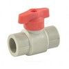 Кран шаровой PP-R серый Дн 25 полупроходной с красной ручкой VALFEX 20255025RГ, миниатюра — 3