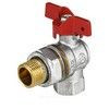Кран шаровой латунь никель угловой 1011 Euro Ду 15 Ру40 ВР/"американка" полнопроходной бабочка красная Aquasfera 1011-01, миниатюра — 1