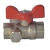Кран шаровой латунь со спускником Ду 15 Ру40 ВР 1/2" бабочка красная полнопроходной со спускником РОС
