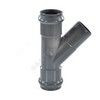 Тройник НПВХ SDR26 Дн 110х45гр Ру10 серый напорный раструбный под соединение с уплотнительным кольцом в/к Aquaviva AQV105110, миниатюра — 0