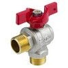 Кран шаровой латунь никель угловой 1010 Euro Ду 15 Ру40 НР полнопроходной бабочка красная Aquasfera 1010-01 — 1