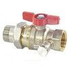 Кран шаровой DADO латунь со спускником R919S никель Ду 15 Ру42 ВР/"американка" 1/2" бабочка красная полнопроходной переходной со спускником Giacomini R919SX003 — 2