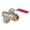 Кран-фильтр шаровой латунь никель 1014 Euro Ду 20 Ру30 ВР полнопроходной рычаг красный Aquasfera 1014-02 .