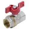 Кран шаровой латунь никель 1002 Euro Ду 20 Ру30 ВР полнопроходной бабочка красная Aquasfera 1002-02 ., миниатюра — 0