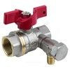 Кран шаровой латунь со спускником 1013 Euro никель Ду 15 Ру40 ВР 1/2" бабочка красная полнопроходной Aquasfera 1013-01 — 1