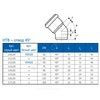 Отвод PP-H серый HT HTB Дн 50х45гр б/нап в/к Ostendorf 112120, миниатюра — 3