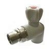 Клапан (вентиль) PP-R запорный серый Дн 25х3/4" Ру25 НР угловой для радиатора RTP (РосТурПласт) 15823, миниатюра — 1