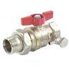 Кран шаровой DADO латунь со спускником R919S никель Ду 25 Ру35 ВР/"американка" 1" бабочка красная полнопроходной с отводом (полусгоном) Giacomini R919SX007