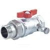 Кран шаровой латунь со спускником R259DS хром Ду 15х20 Ру42 ВР/"американка" 1/2"x3/4" бабочка красная переходной со спускником Giacomini R259SX004
