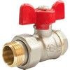 Кран шаровой латунь никель 11Б27фт1М OPTIMA Ду 20 Ру25 ВР/"американка" полнопроходной бабочка красная VALFEX VF.227.NLB1.034, миниатюра — 2