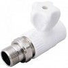 Кран шаровой PP-R белый Дн 20х1/2" НР прямой для радиатора VALFEX 10149020 — 1