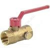 Кран шаровой латунь со спускником Ду 20 Ру16 ВР 3/4" рычаг красный со спускником Пензапромарматура 019021012, миниатюра — 0