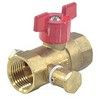 Кран шаровой латунь со спускником Ду 15 Ру16 ВР 1/2" бабочка красная со спускником Пензапромарматура 019011011, миниатюра — 0